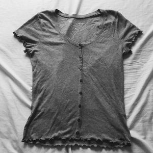 Button down lettuce trim shirt